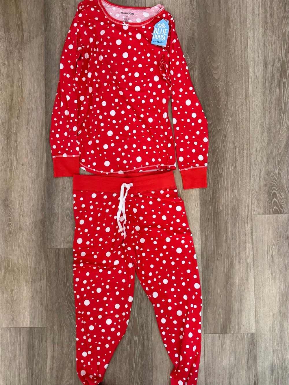 Little Blue House Women’s Red Polka Dot Pajama Set, Cozy Two-Piece Sleepwear SM